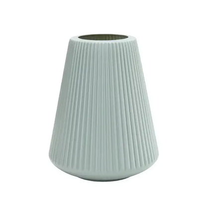 A sleek light gray ceramic decorbites modern nordic vase with vertical ribbed texture for creative vase home decor