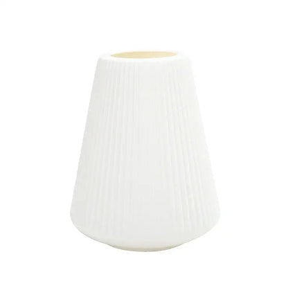 White ceramic DecorBites™ modern nordic vase with vertical pleats for creative vase home decor display