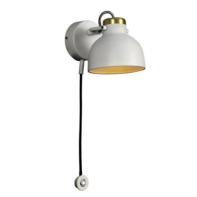 Decorbites modern nordic wall sconce with white industrial-style shade brass accent and black cord for home decor