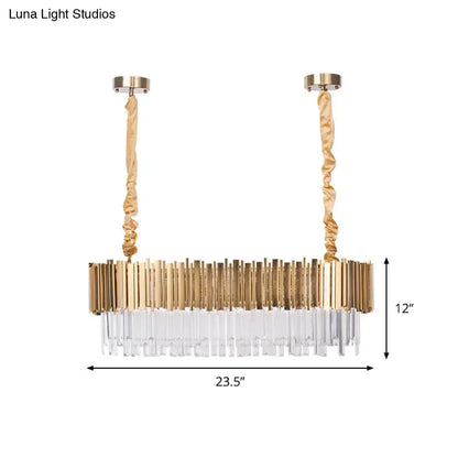 Decorbites modern oblong island pendant lamp with crystal rods gold and clear glass chandelier with twisted gold cords