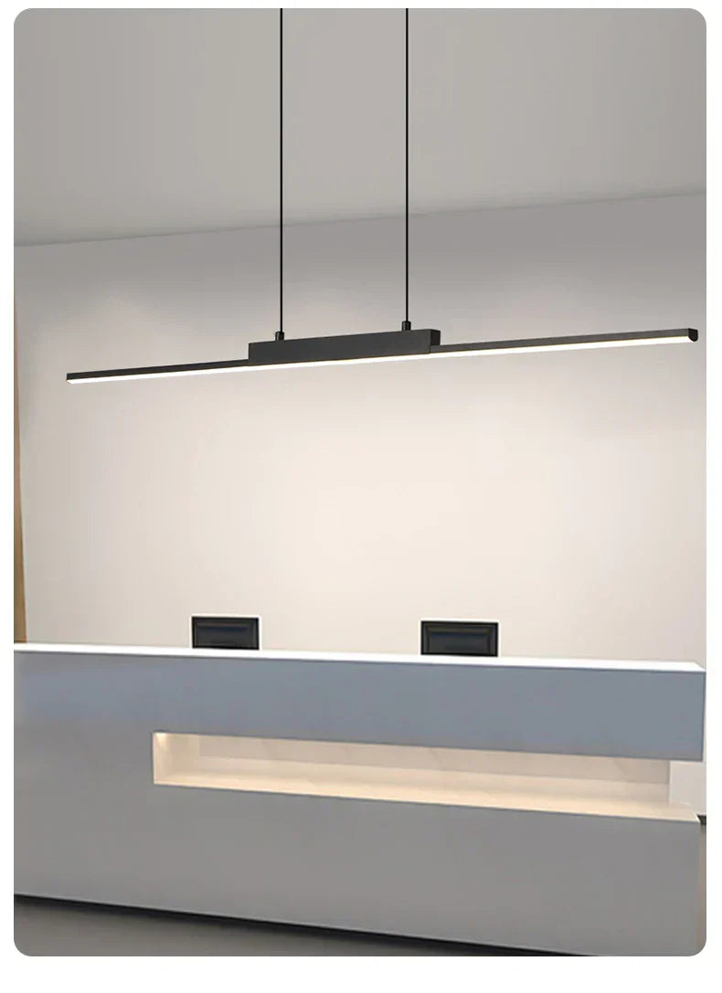 DecorBites™ modern black linear pendant light with sleek minimalist design for dining room and living room pendant lights