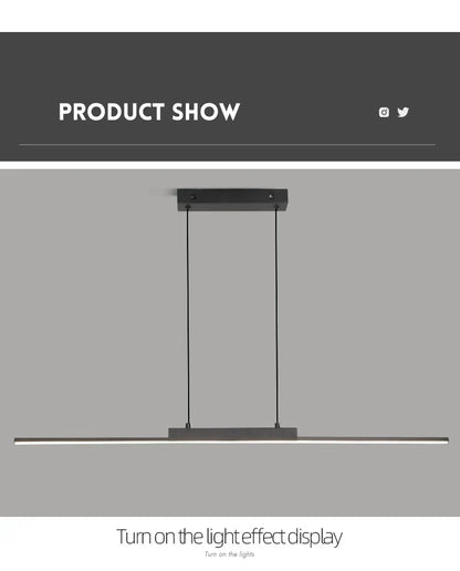 DecorBites modern black minimalist pendant light with sleek linear design and slim cords for dining room pendant lights