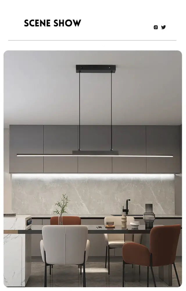 DecorBites modern black rectangular pendant light with sleek linear design for dining room pendant lights