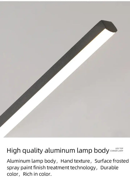 DecorBites modern black led corner pendant light with sleek aluminum body and frosted panel for dining room