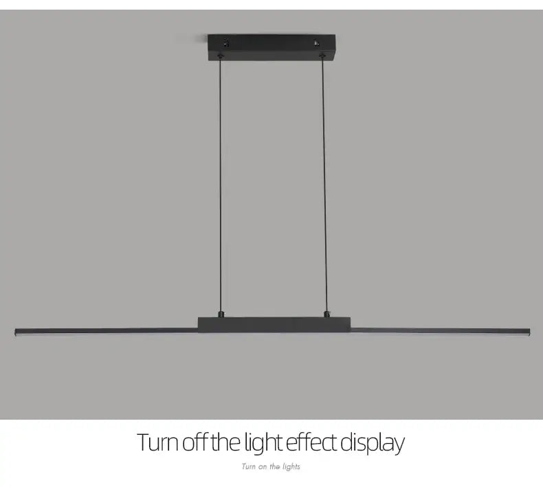 Modern black minimalist pendant light by DecorBites with sleek linear design and two cords for dining room pendant lights