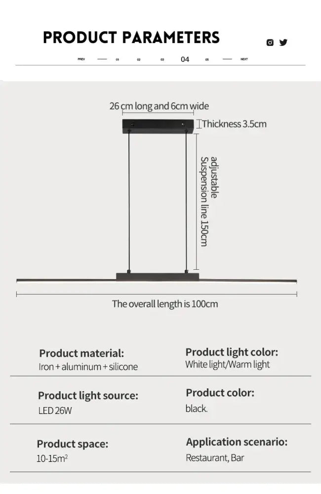 Black modern DecorBites™ pendant light with iron aluminum and silicone construction for dining room and living room