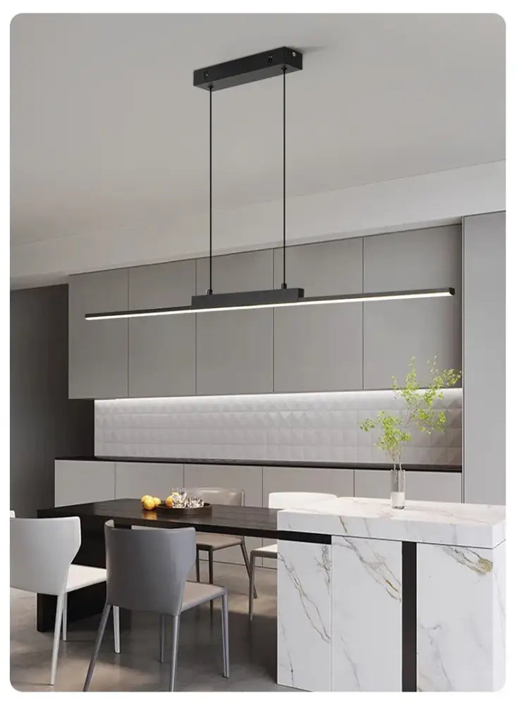 DecorBites modern black rectangular pendant light with sleek linear design for dining room and living room pendant lights