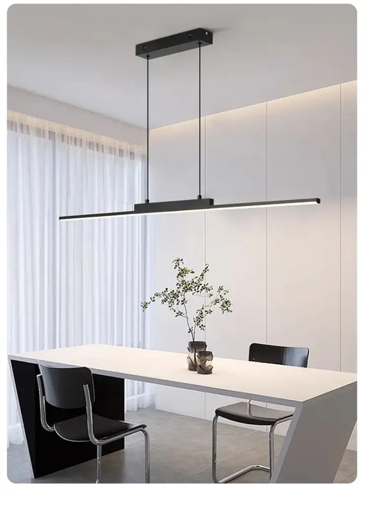 Decorbites™ modern black rectangular led pendant light with sleek minimalist design for dining room pendant lights