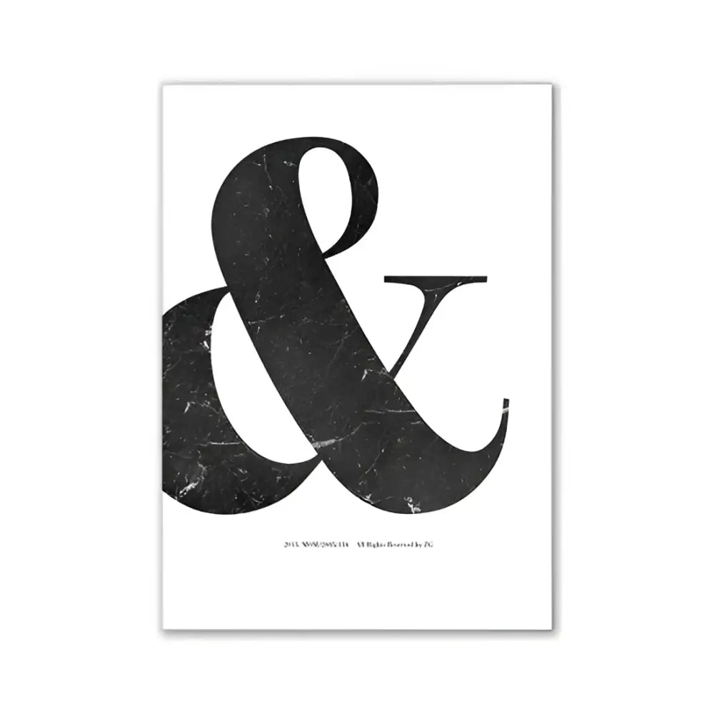 Decorbites™ modern pink aesthetic wall art featuring black marble-textured ampersand on white paper minimalist pink aesthetic