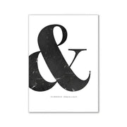 DecorBites™ modern pink aesthetic wall art featuring a black marble-textured ampersand on white paper