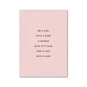 DecorBites™ modern pink aesthetic wall art featuring a pink rectangular print with bold black inspirational text