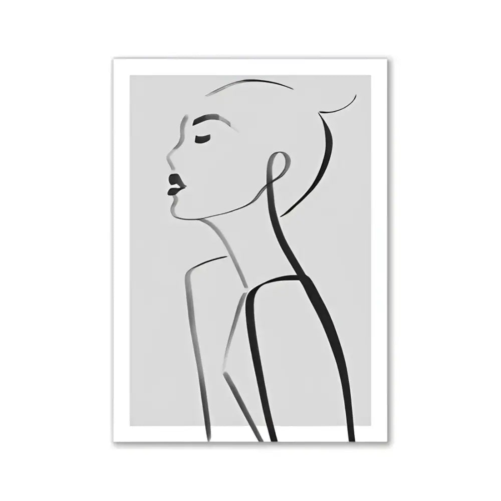 Decorbites™ modern pink aesthetic wall art poster featuring minimalist black line drawing of woman on light gray background