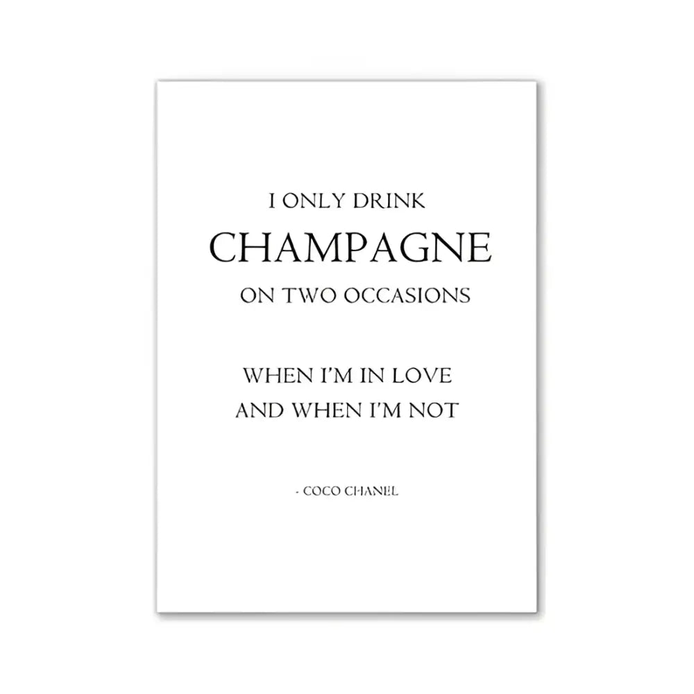 Decorbites™ modern pink aesthetic wall art featuring a minimalist white rectangular print with black serif coco chanel quote