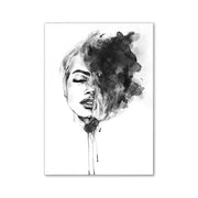 Black and white watercolor portrait wall art with modern pink wall aesthetic for minimalist bedroom DecorBites™
