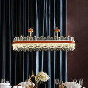 Elegant decorbites™ modern red led ceiling light with gold frame, crystal block droplets, and 220v-240v power use