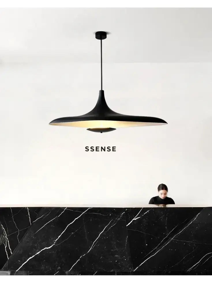 Black matte resin pendant lamp with warm glow and sleek design for dining room changeable light by decorbites