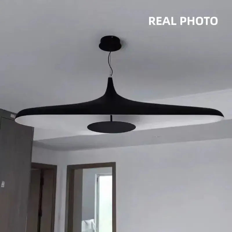 Black DecorBites modern resin pendant light with sleek wing-like design for dining room changeable light fixture