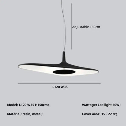 Decorbites modern black and white resin and metal pendant lamp with sleek disc design for dining room changeable light