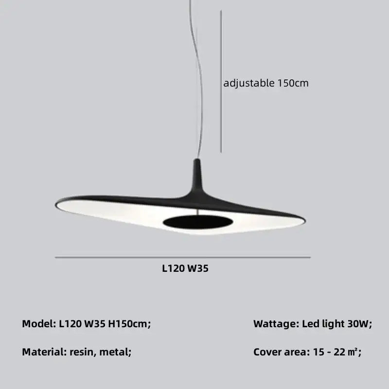 Decorbites modern black and white resin and metal pendant lamp with sleek disc design for dining room changeable light