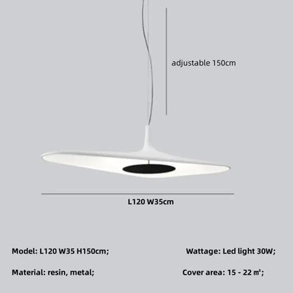 DecorBites™ modern white resin and metal pendant lamp with black accent for changeable light in dining room