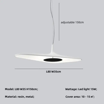 DecorBites modern white resin and metal pendant lamp with black accent for dining room changeable light solution
