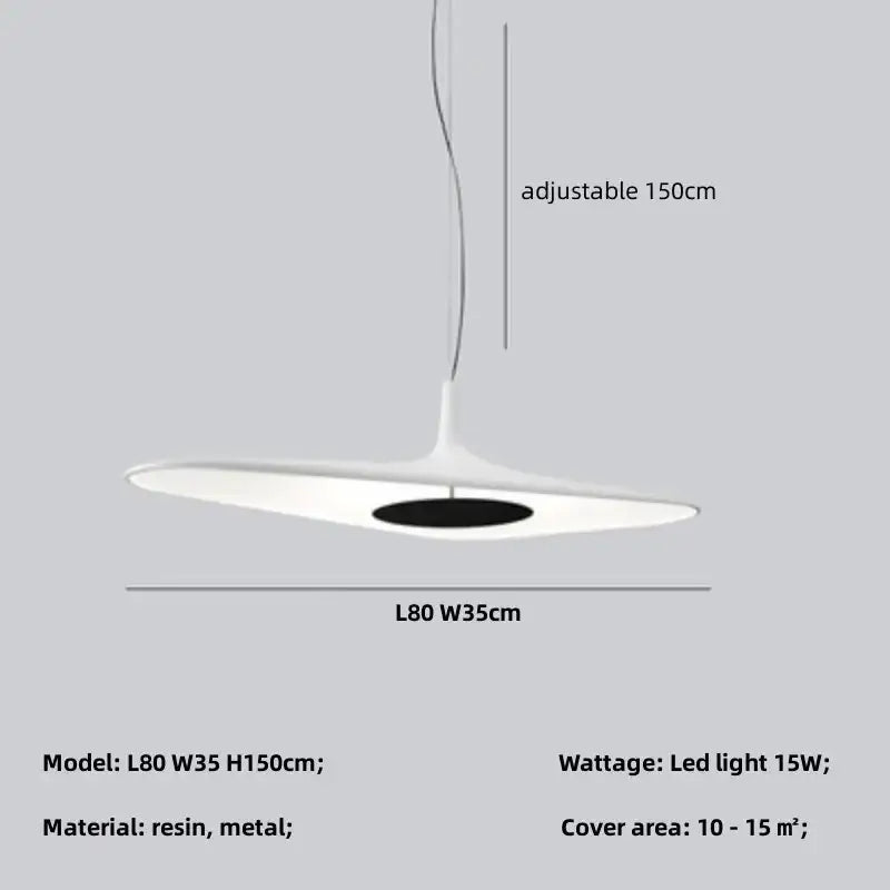 DecorBites modern white resin and metal pendant lamp with black accent for dining room changeable light solution