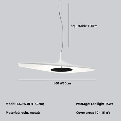 DecorBites™ modern white resin and metal pendant lamp with black accent for dining room changeable light solution