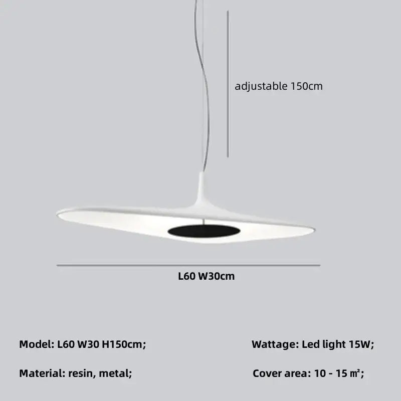 DecorBites™ modern white resin and metal pendant lamp with black accent for dining room changeable light solution