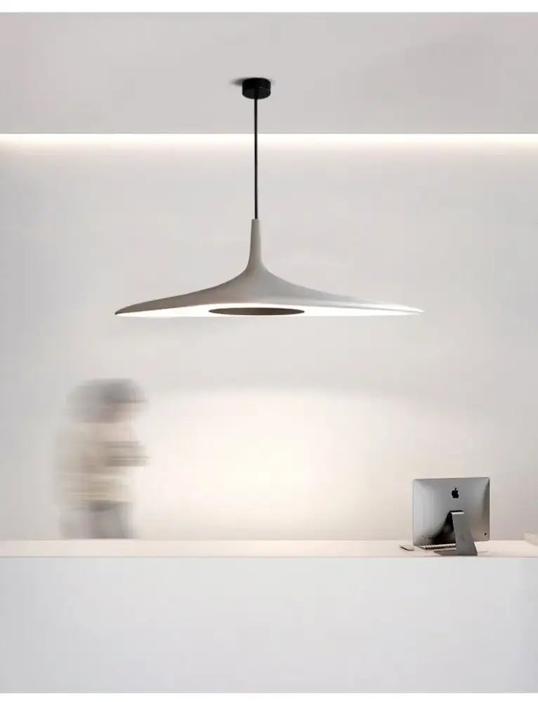 DecorBites™ modern resin pendant lamp with sleek white shade and black fixture for dining room changeable light