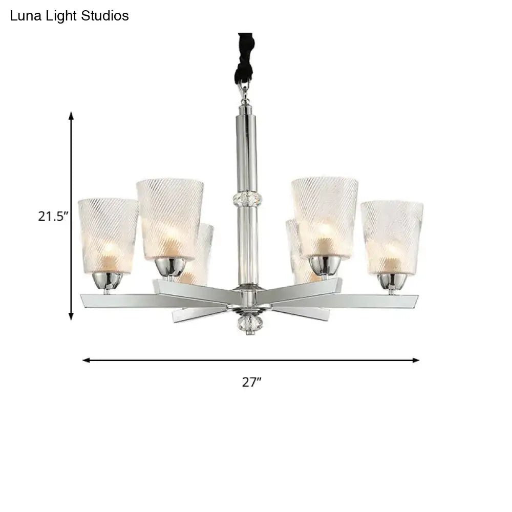 Decorbites modern ribbed glass chandelier pendant with chrome finish and frosted glass shades suitable for led incandescent fluorescent 220v-240v 110v-120v use