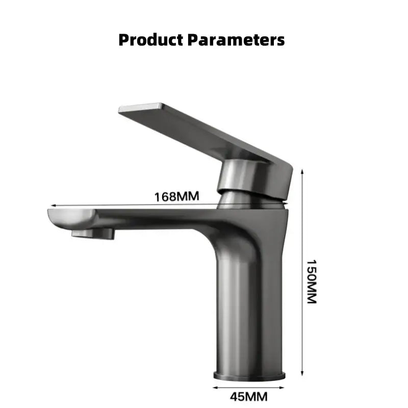 Modern matte black single-handle bathroom faucet with sleek minimalist design and stainless steel brushed finish