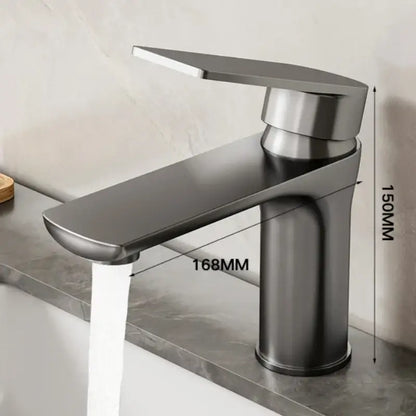 DecorBites modern stainless steel bathroom sink faucet with matte black finish and sleek flat spout design