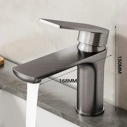 Decorbites™ modern stainless steel bathroom sink faucet with matte black finish and sleek minimalist design
