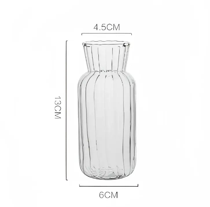 Decorbites modern transparent glass vase with vertical ridges and fluted rim to decorate root spaces width 750px height