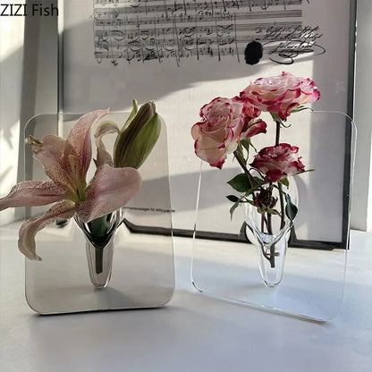 Modern Transparent Square Vase for Flowers - Vase