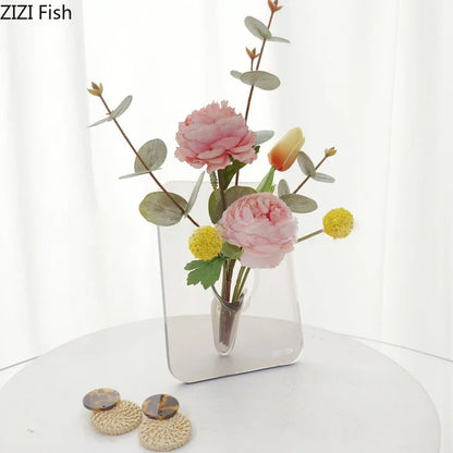 Modern Transparent Square Vase for Flowers - Vase