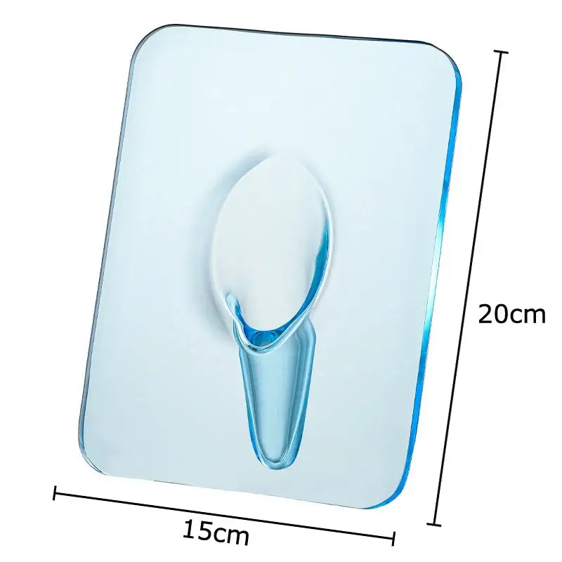 DecorBites™ modern transparent square vase in blue adhesive hook design measuring 20cm by 15cm