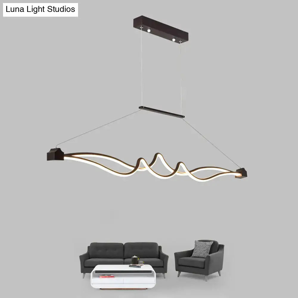 DecorBites modern black and white LED island pendant with sleek wave design for dining room max bulb wattage 60W