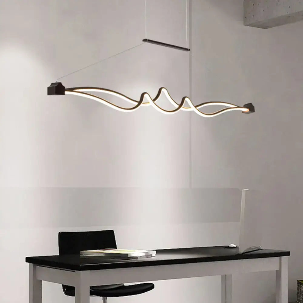 DecorBites modern twisted black and gold island pendant led ceiling light with sleek wave design for dining room maximum bulb wattage