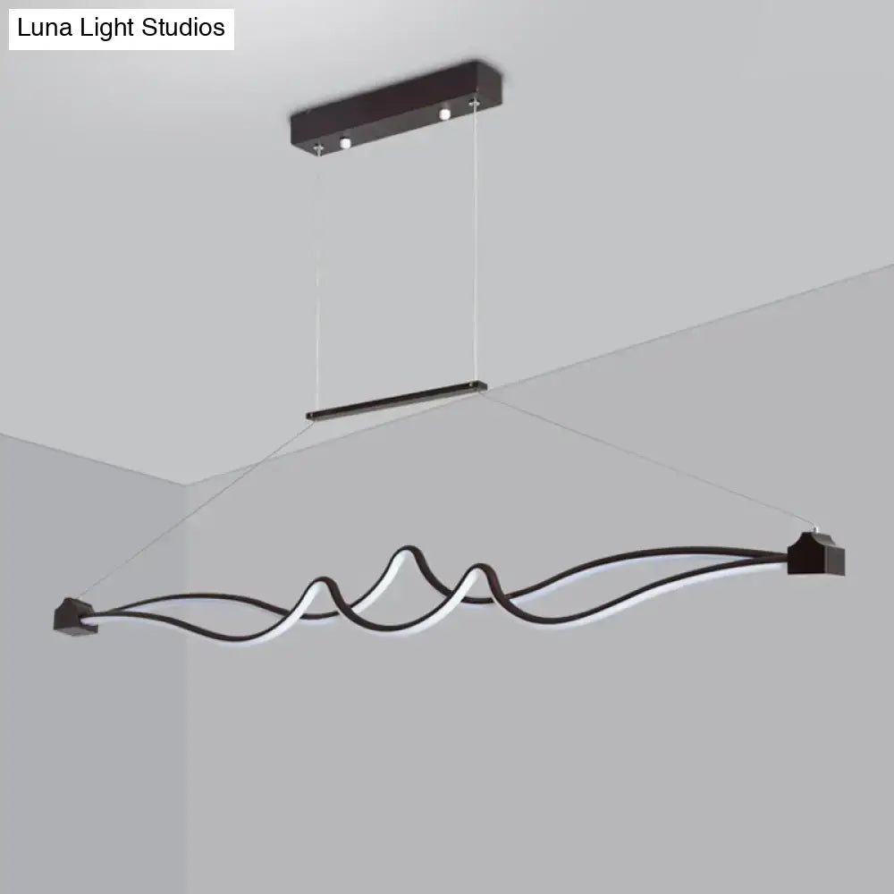 DecorBites modern black and white LED island pendant with sleek wave design for dining room maximum bulb wattage use