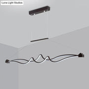 DecorBites modern black and white LED island pendant with sleek wave design for dining room maximum bulb wattage use