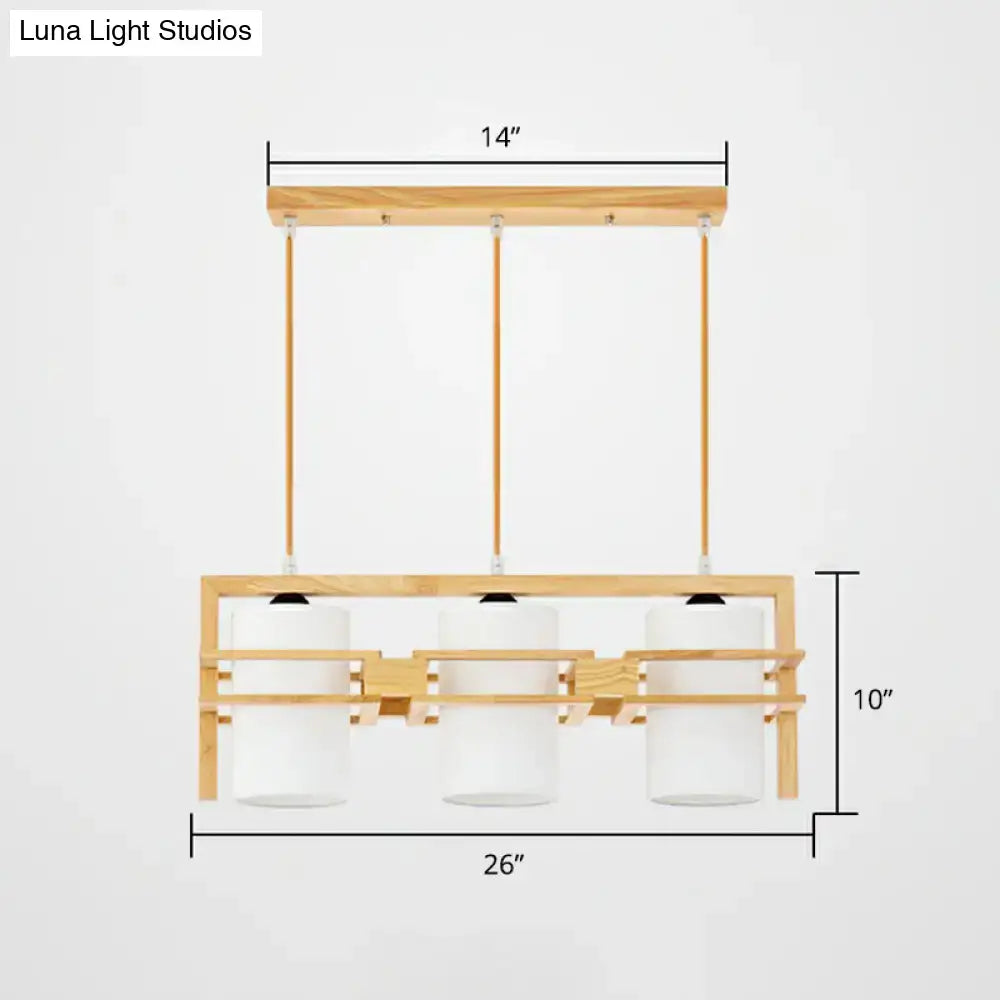 DecorBites modern wooden 3-bulb island pendant light with frosted glass and e27 bulb base for led incandescent fluorescent bulbs