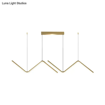 DecorBites modern zigzag metal hanging lamp in black and gold with sleek linear design for dining room lighting