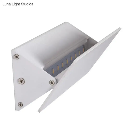 Modern white rectangular outdoor wall light with visible internal leds offers sleek direct wired electric installation
