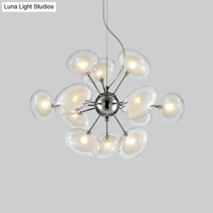 DecorBites modernist burst chandelier with 12-light chrome suspension and dual oblate glass globes