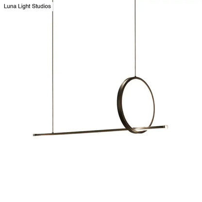 Minimalist black DecorBites™ chandelier lamp with circular pendant and linear LED bar for dining room 220v-240v use