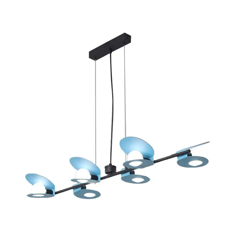 Modern blue glass island ceiling light with black metal frame hanging lamp kit for dining room by decorbites