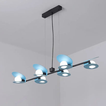 Modern blue and black metallic island ceiling light with sleek minimalist design hanging lamp kit for dining room