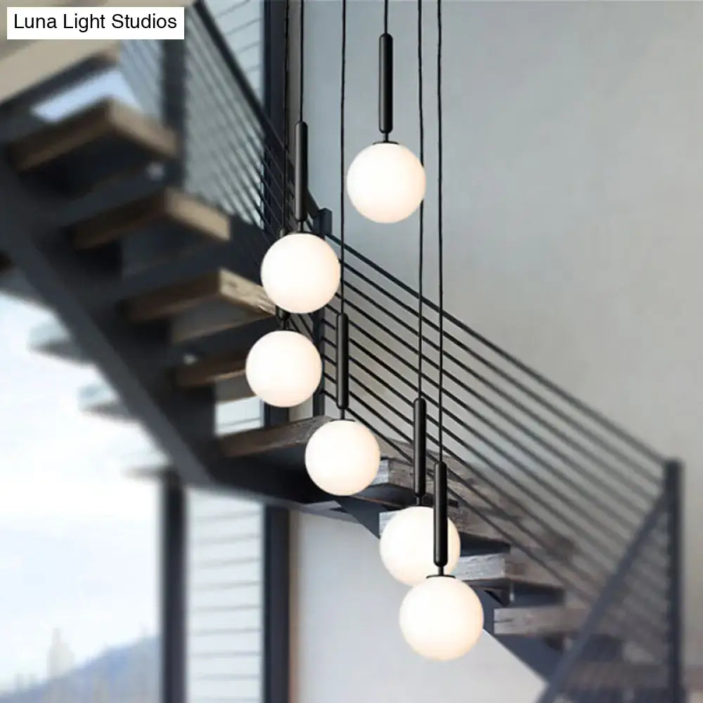 DecorBites modernist white glass pendant light with five globe bulbs gold finish black rods adjustable sizes inches fixture