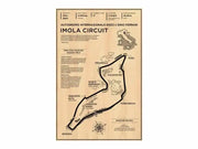 Vintage-style beige decorbites™ monaco grand prix poster featuring detailed imola circuit layout and race statistics